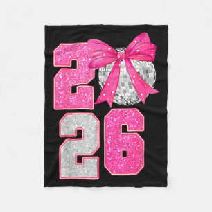 Happy New Year 2026 Disco Ball Nk Coquette Bow Fam Fleece Blanket
