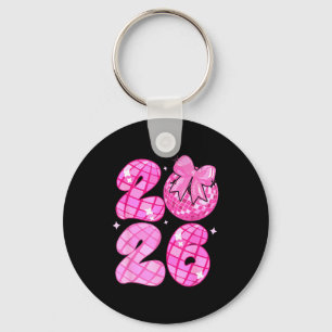 Happy New Year 2026 Disco Ball Nk Coquette Bow Fam Key Ring