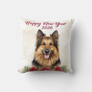 Happy New Year 2026 Dog Decor Cushion