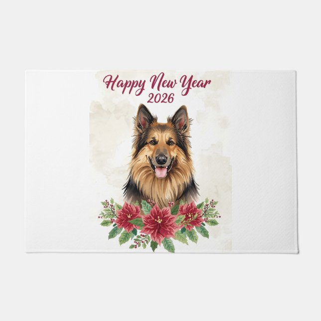 Happy New Year 2026 Dog Welcome door Mat (Front)