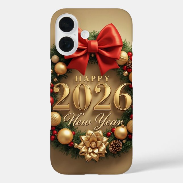happy new year 2026 elegant wreath  Case-Mate iPhone case (Back)
