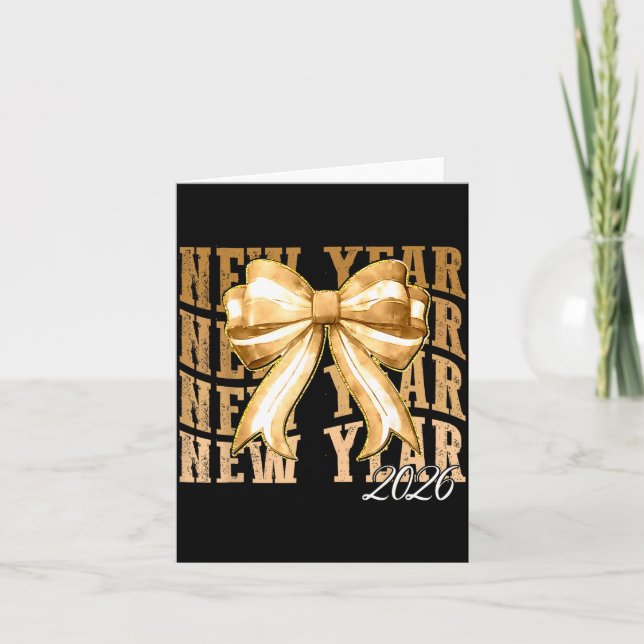 Happy New Year 2026 Eve Coquette Party Golden Fami Card (Front)