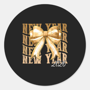 Happy New Year 2026 Eve Coquette Party Golden Fami Classic Round Sticker