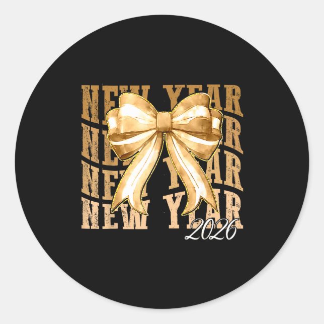 Happy New Year 2026 Eve Coquette Party Golden Fami Classic Round Sticker (Front)