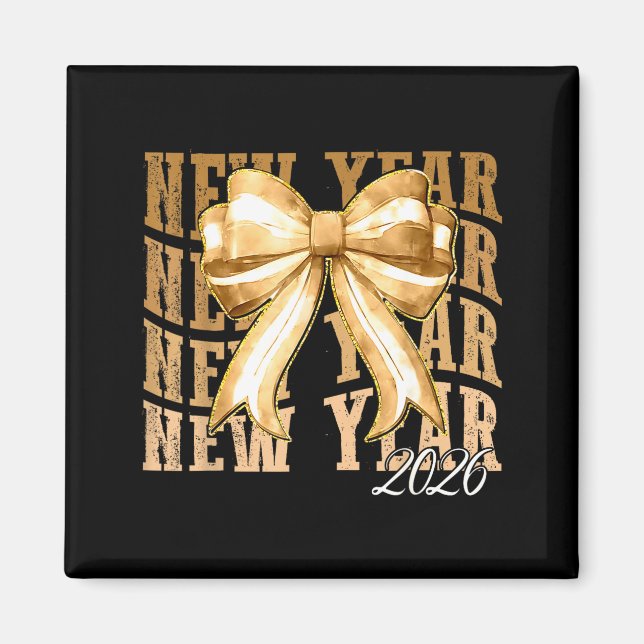 Happy New Year 2026 Eve Coquette Party Golden Fami Magnet (Front)