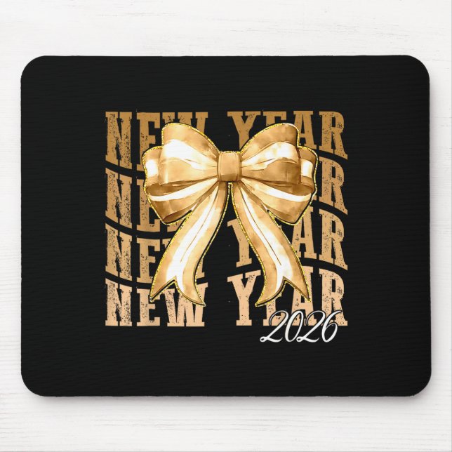 Happy New Year 2026 Eve Coquette Party Golden Fami Mouse Mat (Front)