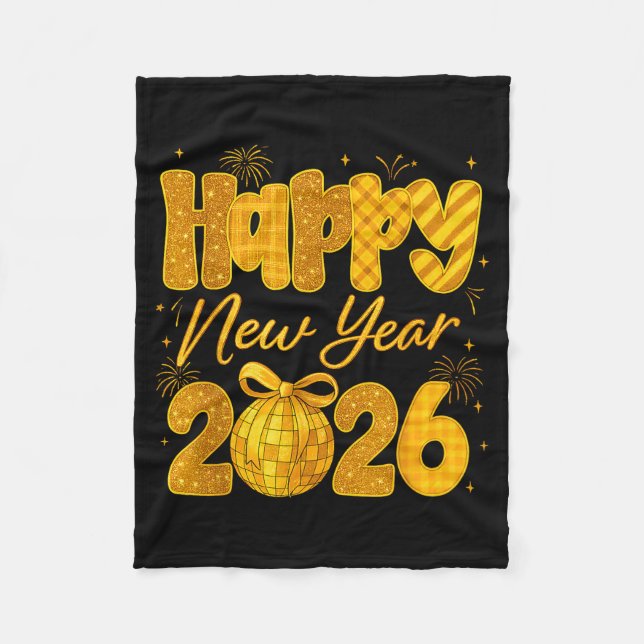 Happy New Year 2026 Eve Party Gold Family Matching Fleece Blanket (Front)