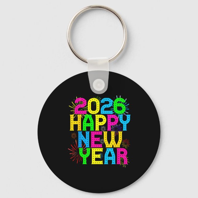 Happy New Year 2026 Family Celebration New Years E Key Ring (Front)