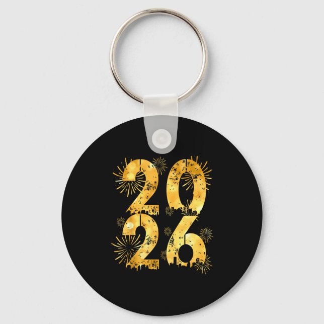 Happy New Year 2026 Family Celebration New Years E Key Ring (Front)