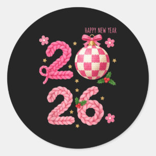 Happy New Year 2026 Family Matching Crochet Men Wo Classic Round Sticker