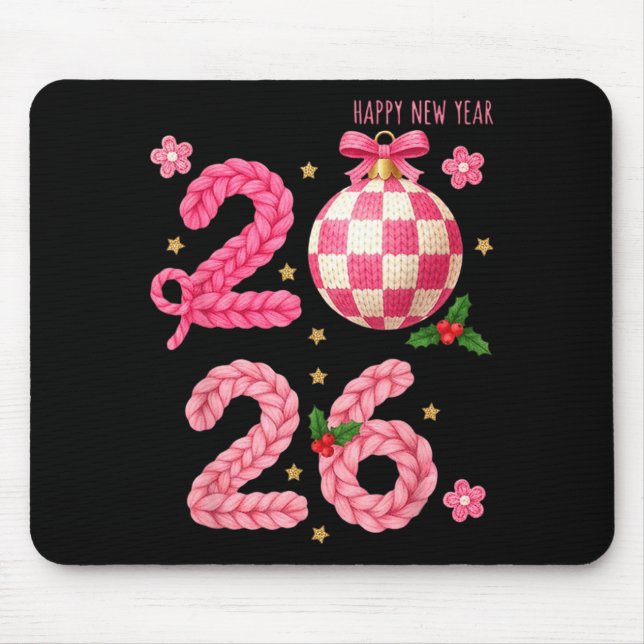 Happy New Year 2026 Family Matching Crochet Men Wo Mouse Mat (Front)