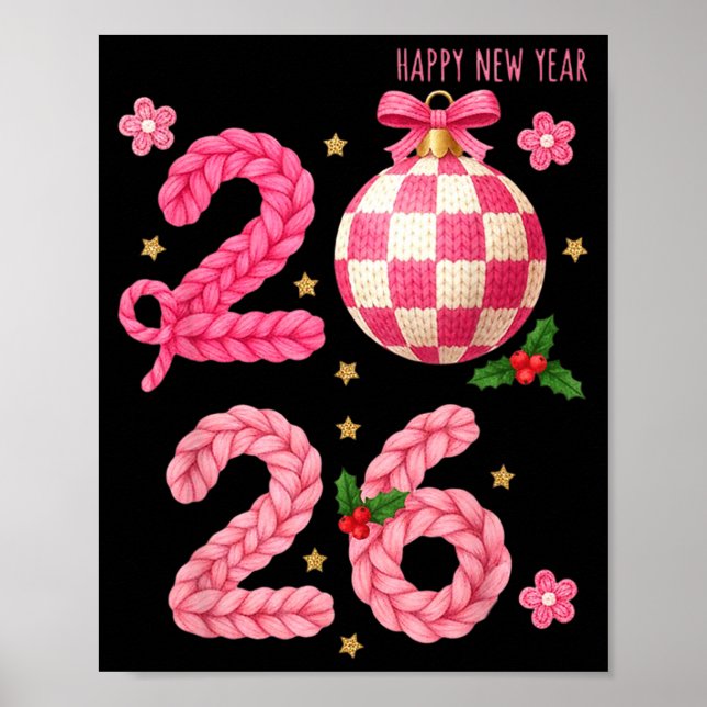 Happy New Year 2026 Family Matching Crochet Men Wo Poster (Front)