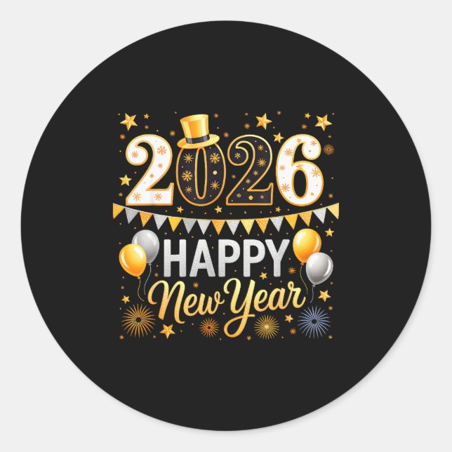 Happy New Year 2026 Family Matching New Year Firew Classic Round Sticker (Front)