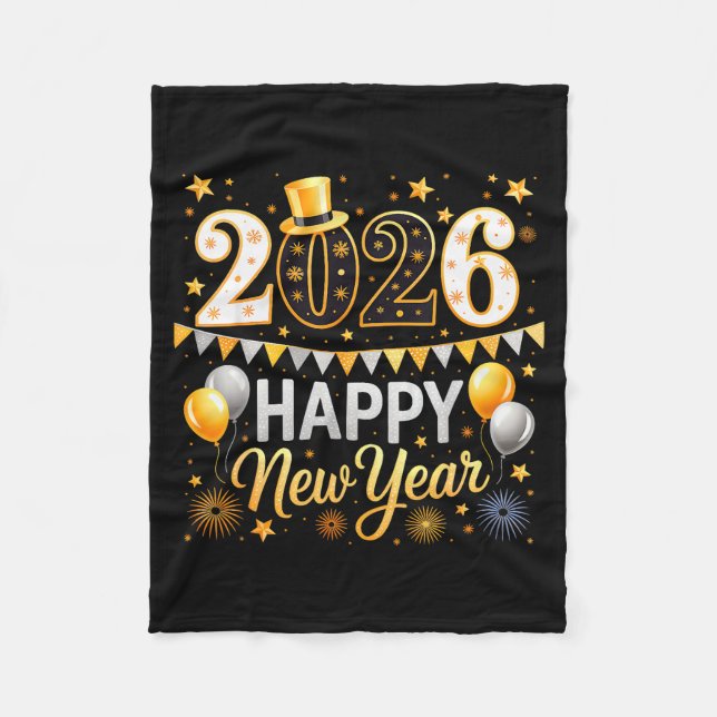 Happy New Year 2026 Family Matching New Year Firew Fleece Blanket (Front)