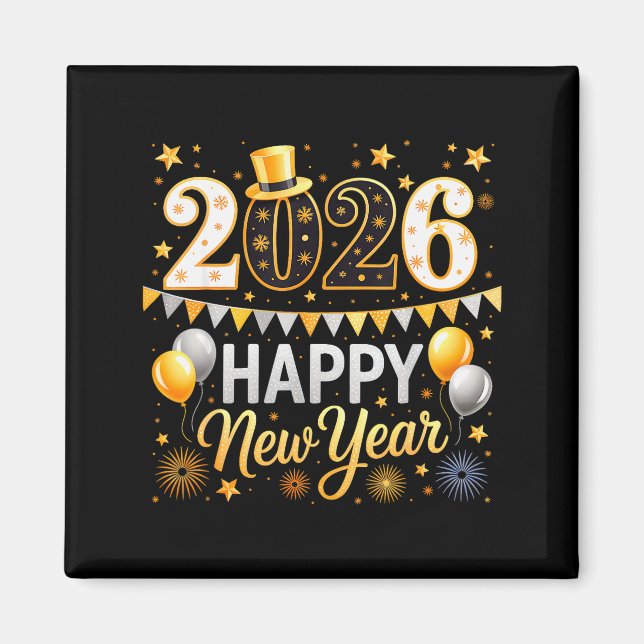 Happy New Year 2026 Family Matching New Year Firew Magnet (Front)
