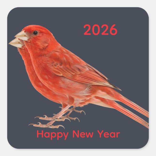Happy New Year 2026 Festive Christmas Greenery Des Square Sticker (Front)