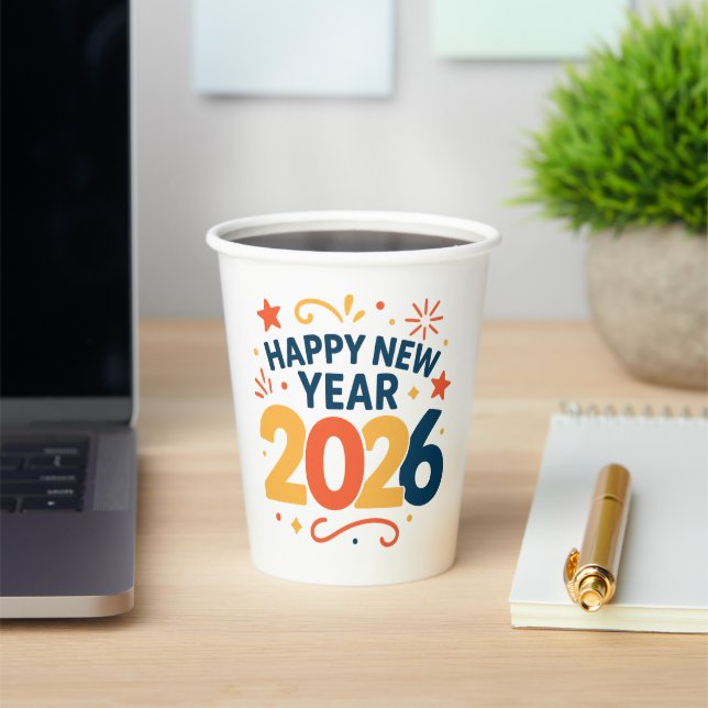 Happy New Year 2026 Festive Paper Party Cups (Insitu)
