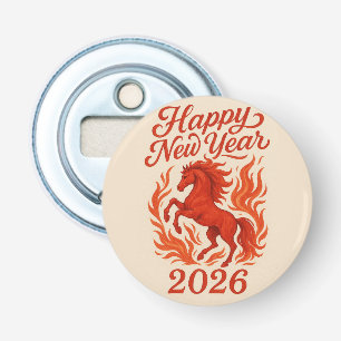 Happy New Year 2026 Fiery Horse Bottle Opener