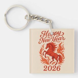 Happy New Year 2026 Fiery Horse Key Ring