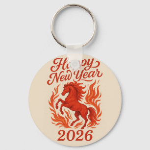 Happy New Year 2026 Fiery Horse Key Ring