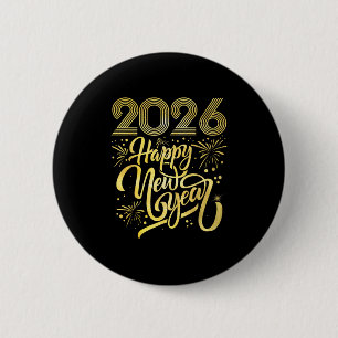 Happy New Year 2026 Fireworks 6 Cm Round Badge