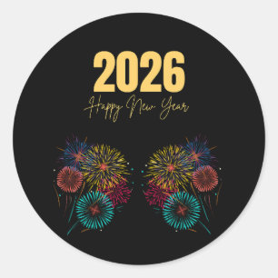 Happy New Year 2026 Fireworks Celebration Classic Round Sticker