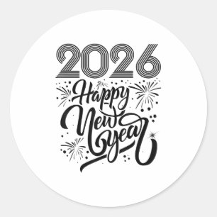 Happy New Year 2026 Fireworks Classic Round Sticker
