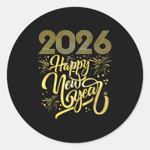 Happy New Year 2026 Fireworks Classic Round Sticker