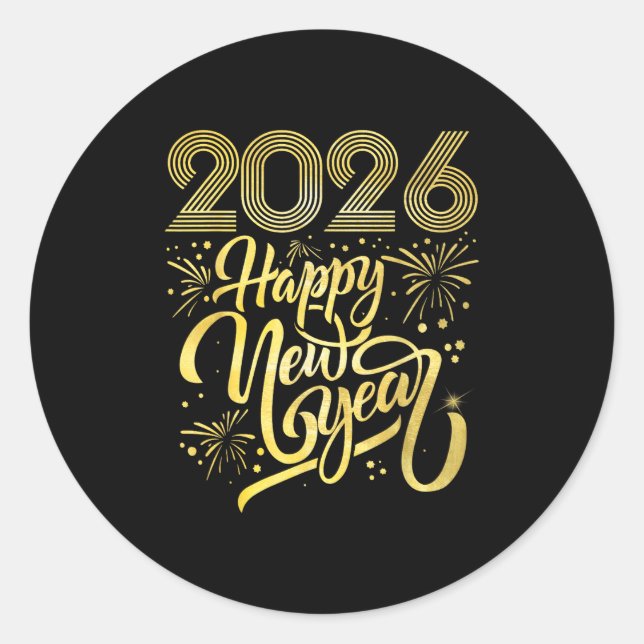 Happy New Year 2026 Fireworks  Classic Round Sticker (Front)