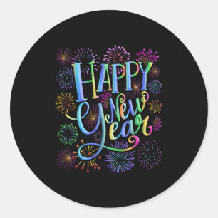 Happy New Year 2026 Fireworks Classic Round Sticker