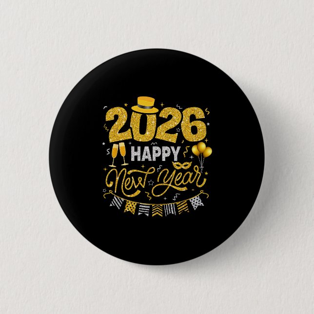 Happy New Year 2026 Fireworks Countdown New Years  6 Cm Round Badge (Front)
