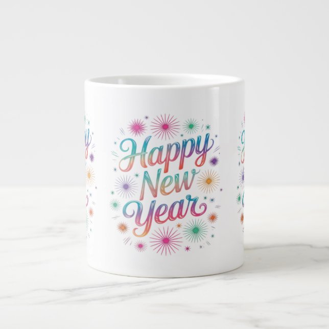 Happy New Year 2026 Fireworks Essential Large Coffee Mug (Front)