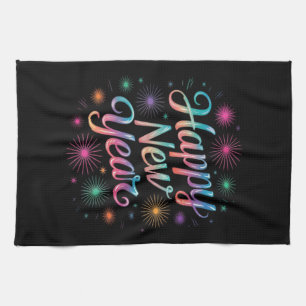 Happy New Year 2026 Fireworks Essential Tea Towel