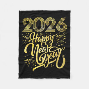 Happy New Year 2026 Fireworks Fleece Blanket