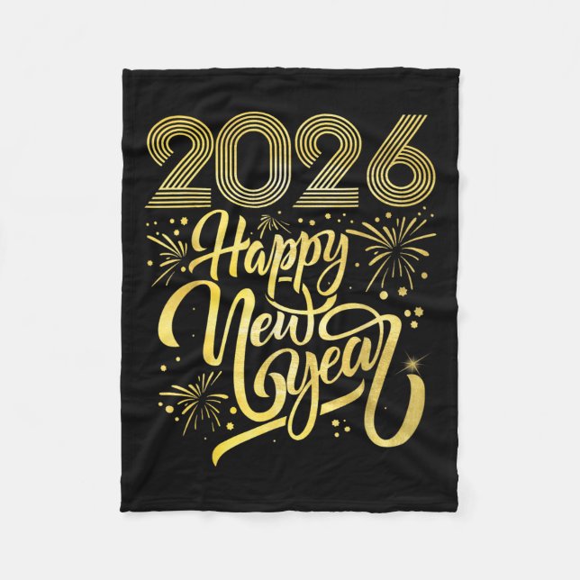 Happy New Year 2026 Fireworks  Fleece Blanket (Front)