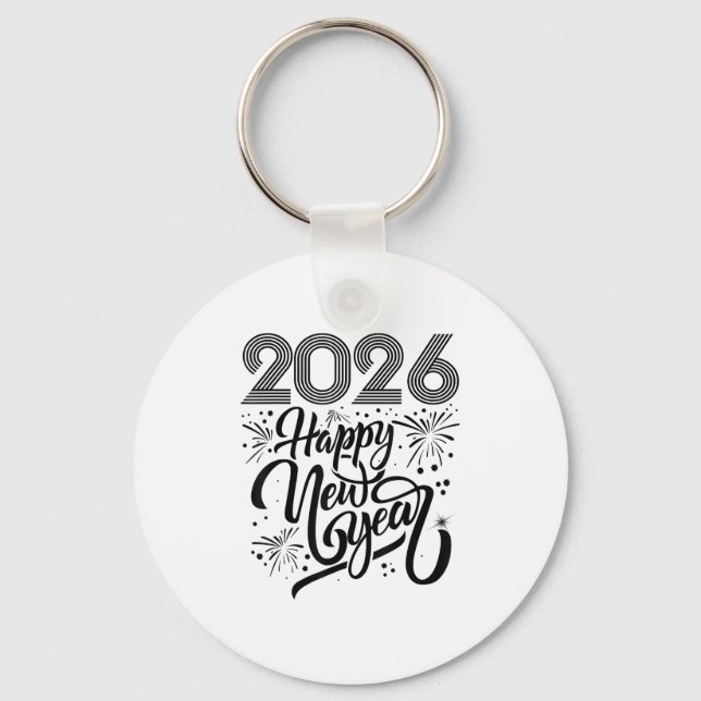 Happy New Year 2026 Fireworks  Key Ring (Front)