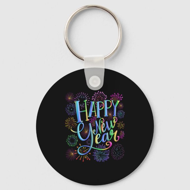 Happy New Year 2026 Fireworks  Key Ring (Front)