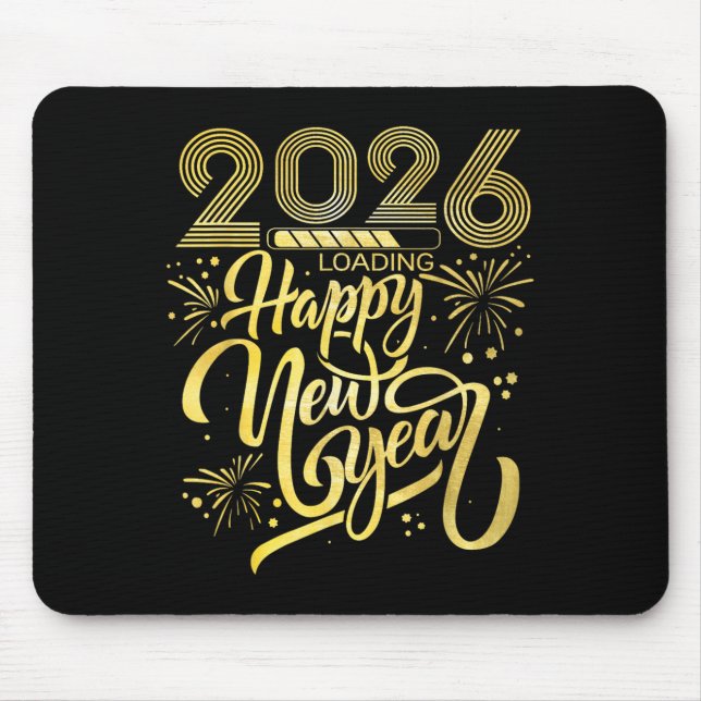 Happy New Year 2026 Fireworks Loading  Mouse Mat (Front)