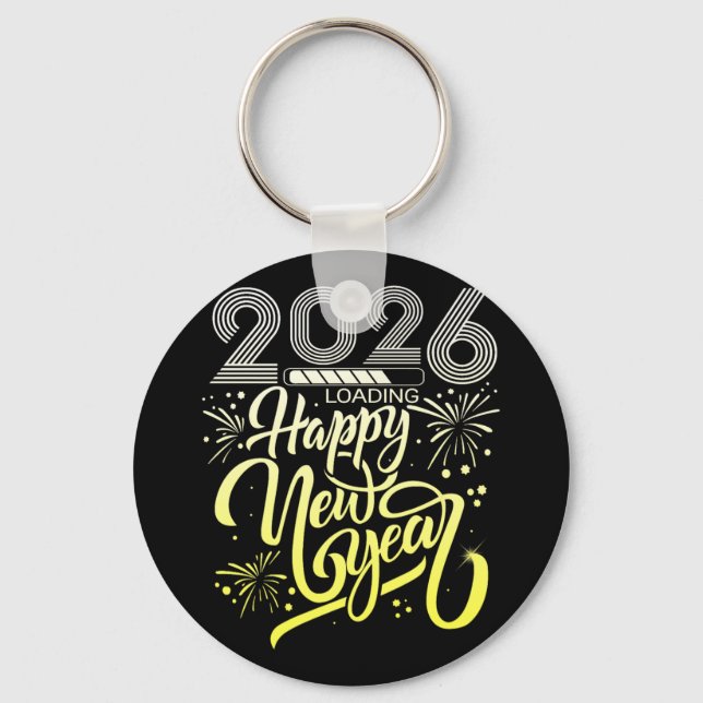 Happy New Year 2026 Fireworks Loading New Years Ev Key Ring (Front)