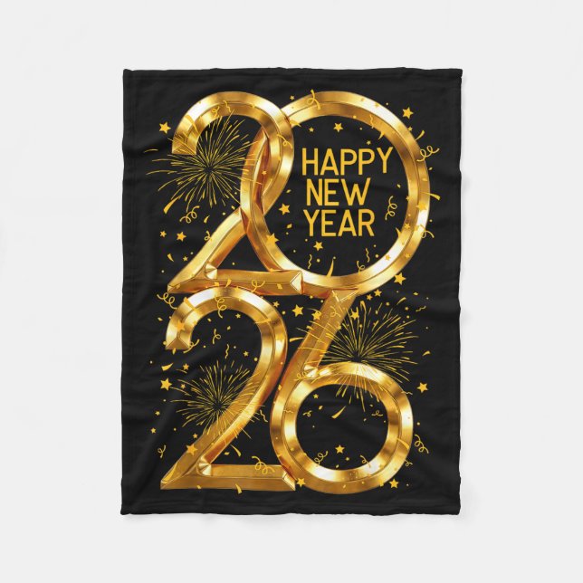 Happy New Year 2026 Fireworks New Year Eve's Nye P Fleece Blanket (Front)