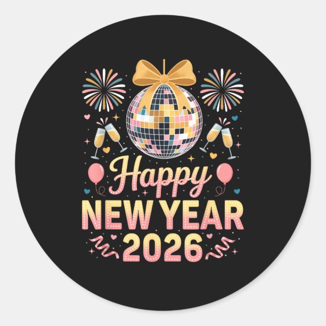 Happy New Year 2026 Fireworks New Year's Eve Party Classic Round Sticker (Front)