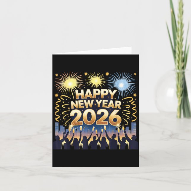 Happy New Year 2026 Fireworks Party Celebration  Card (Front)