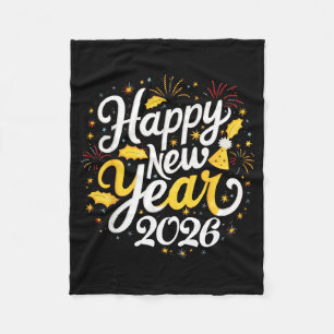 Happy New Year 2026 Fireworks Party Graphic Men Wo Fleece Blanket