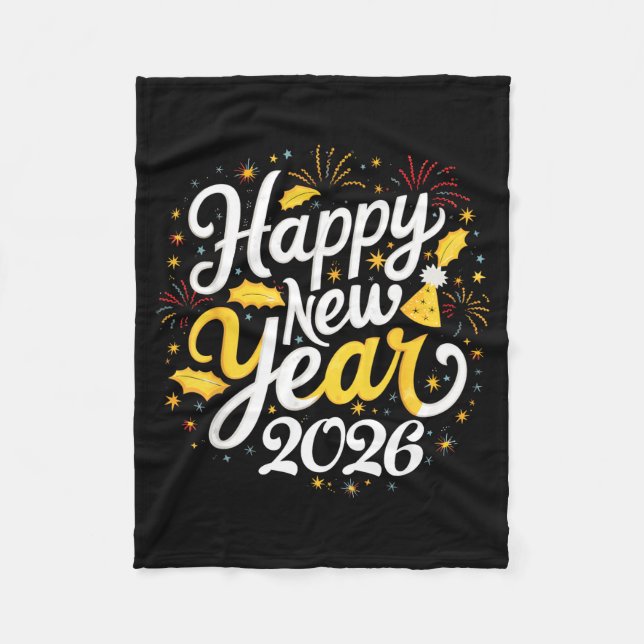Happy New Year 2026 Fireworks Party Graphic Men Wo Fleece Blanket (Front)