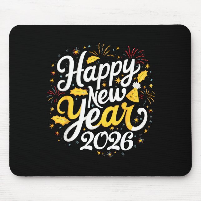 Happy New Year 2026 Fireworks Party Graphic Men Wo Mouse Mat (Front)