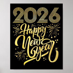 Happy New Year 2026 Fireworks Poster
