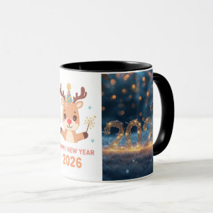 happy new year 2026 fox & reindeer coffee mug