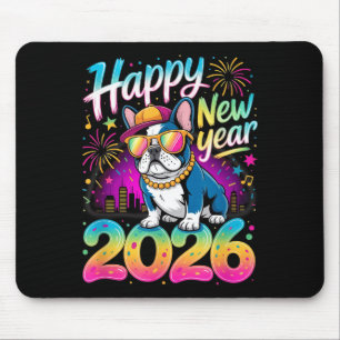 Happy New Year 2026 French Bulldog Fireworks Party Mouse Mat