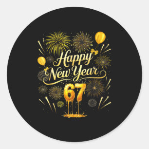 Happy New Year 2026 Funny 67 Six Seven Meme Gen Al Classic Round Sticker