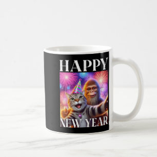 Happy New Year 2026 Funny Cat Bigfoot Party Art  Coffee Mug